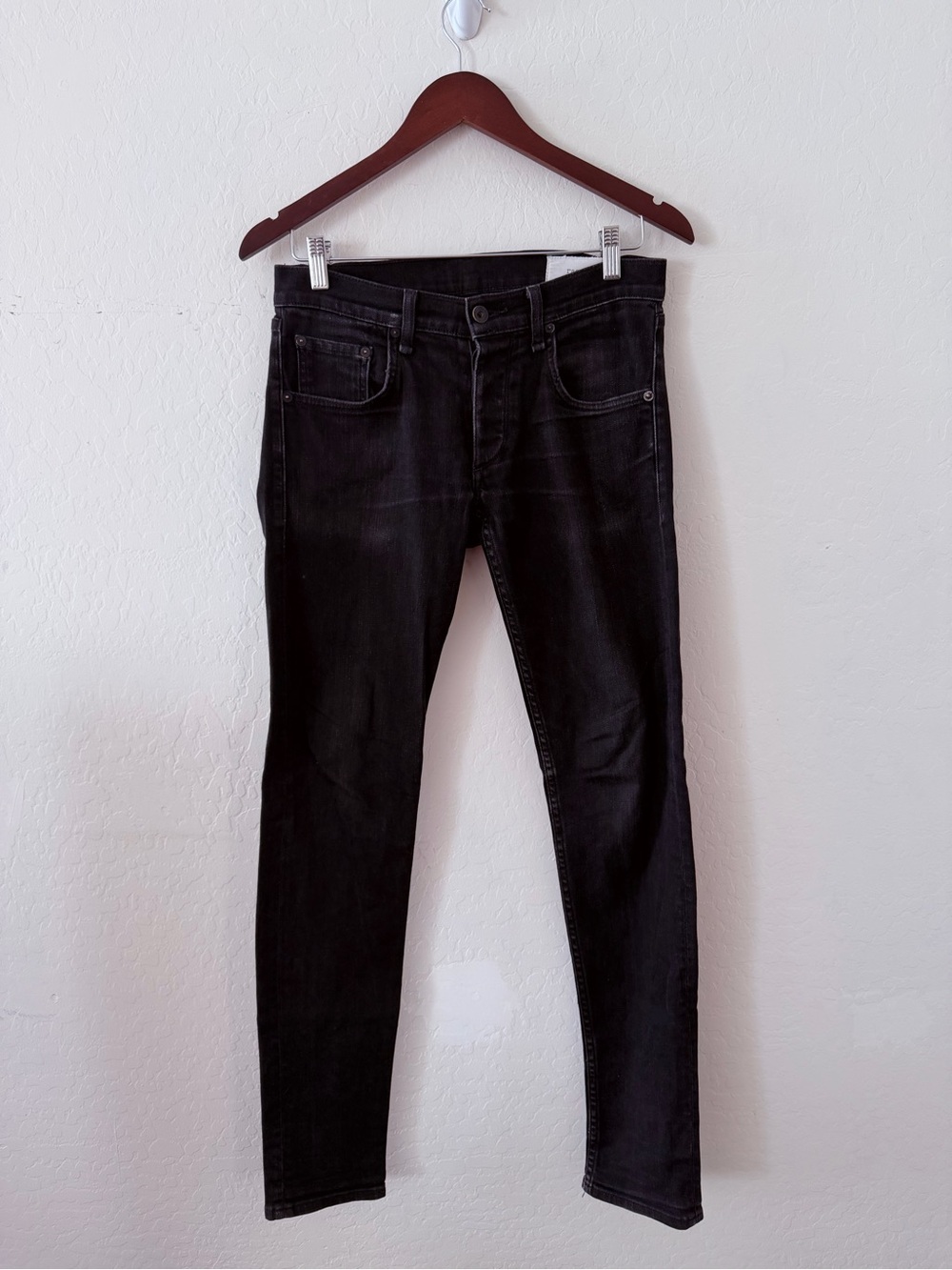 Rag & Bone Fit 1 Extra Slim Black Jeans Size 29 Stretch Button Fly